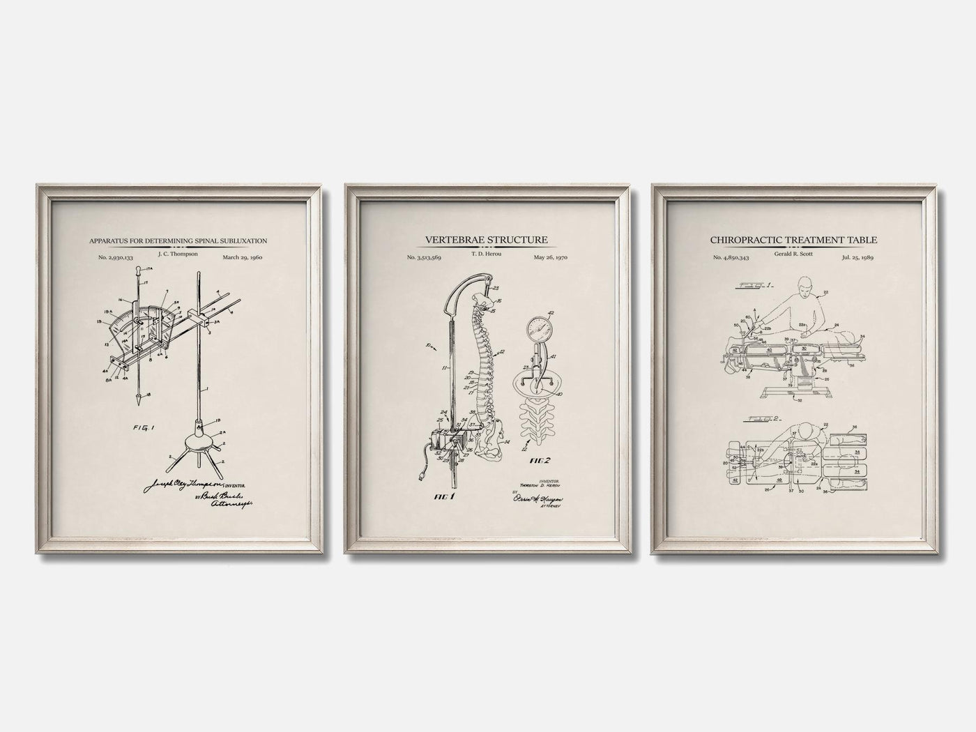 Chiropractic Patent Print Set of 3 mockup - A_t10095-V1-PC_F+O-SS_3-PS_11x14-C_ivo variant