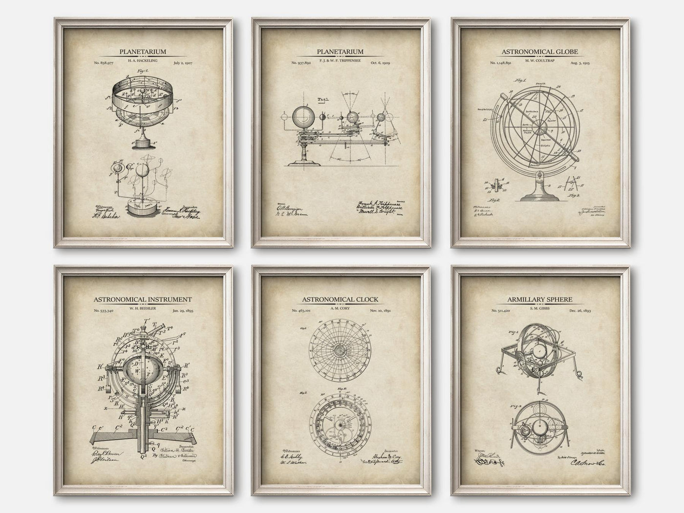 Astronomy Patent Print Set of 6 mockup - A_t10128-V1-PC_F+O-SS_6-PS_5x7-C_par variant