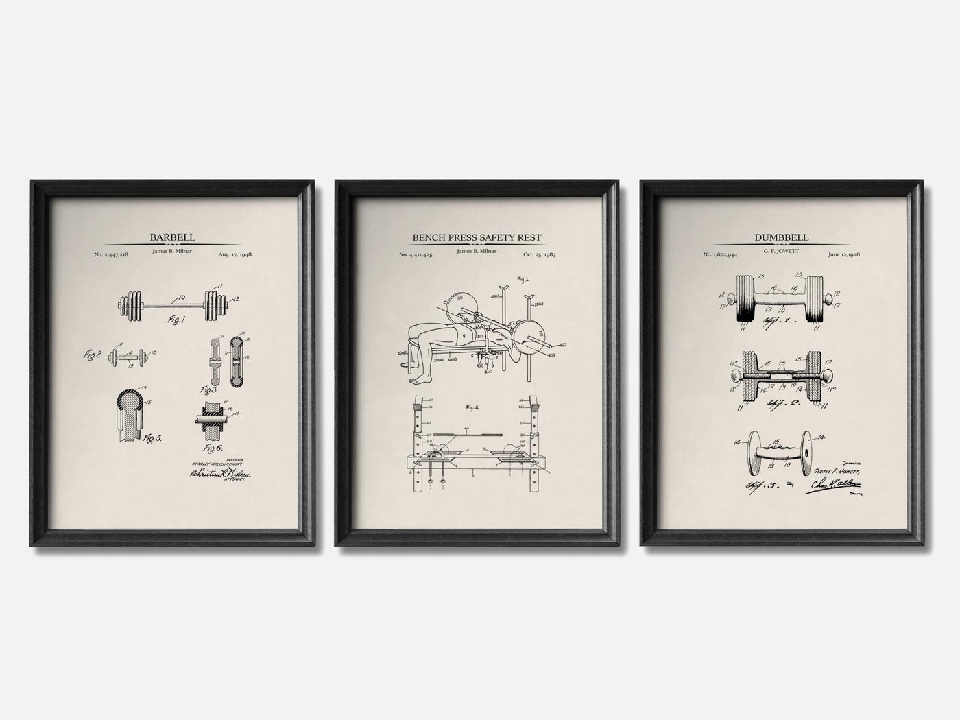 Weightlifting Patent Print Set of 3 mockup - A_t10110-V1-PC_F+B-SS_3-PS_11x14-C_ivo variant