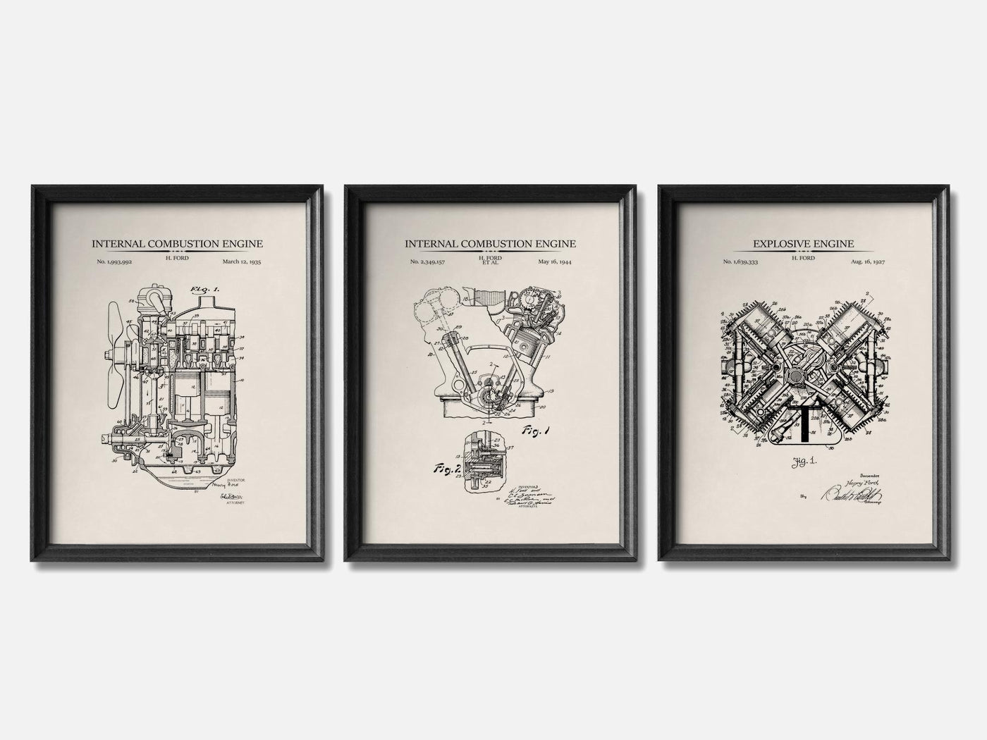 Henry Ford Patent Print Set of 3 mockup - A_t10072-V1-PC_F+B-SS_3-PS_11x14-C_ivo variant