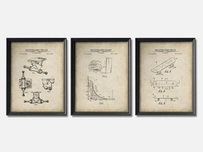 Skateboard Patent Print Set of 3 mockup - A_t10044-V1-PC_F+B-SS_3-PS_11x14-C_par variant