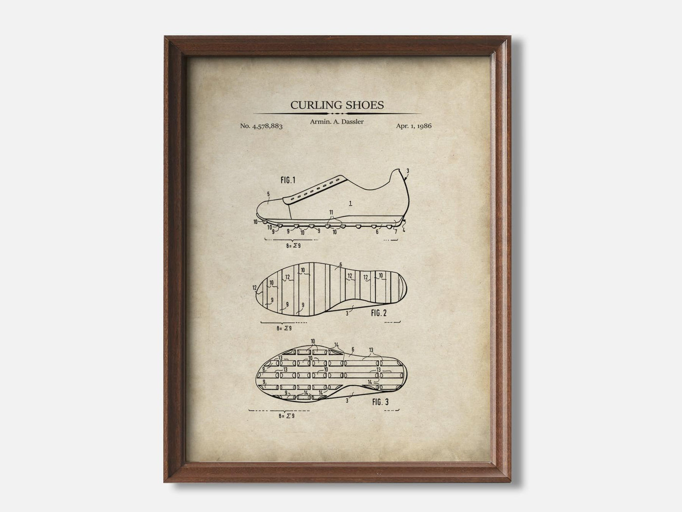 Curling Shoes 1 Walnut - Parchment mockup