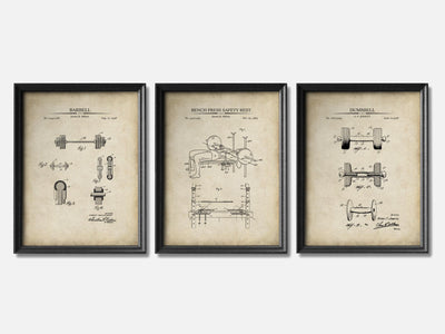 Weightlifting Patent Print Set of 3 mockup - A_t10110-V1-PC_F+B-SS_3-PS_11x14-C_par variant