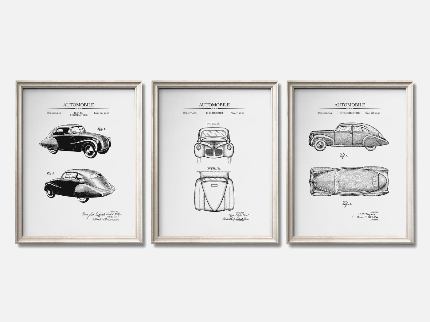 30s Cars Patent Print Set of 3 mockup - A_t10134-V1-PC_F+O-SS_3-PS_11x14-C_whi variant
