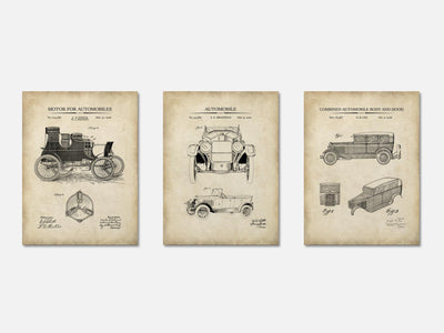 Early 20th Century Cars - Patent Print Set of 3 mockup - A_t10133-V1-PC_AP-SS_3-PS_11x14-C_par