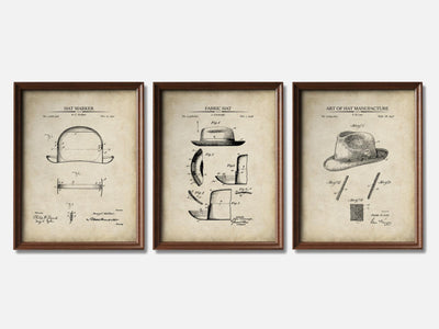 Vintage Hat Patent Print Set of 3 mockup - A_t10091-V1-PC_F+WA-SS_3-PS_11x14-C_par variant