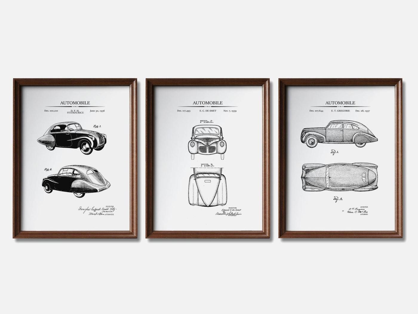 30s Cars Patent Print Set of 3 mockup - A_t10134-V1-PC_F+WA-SS_3-PS_11x14-C_whi variant