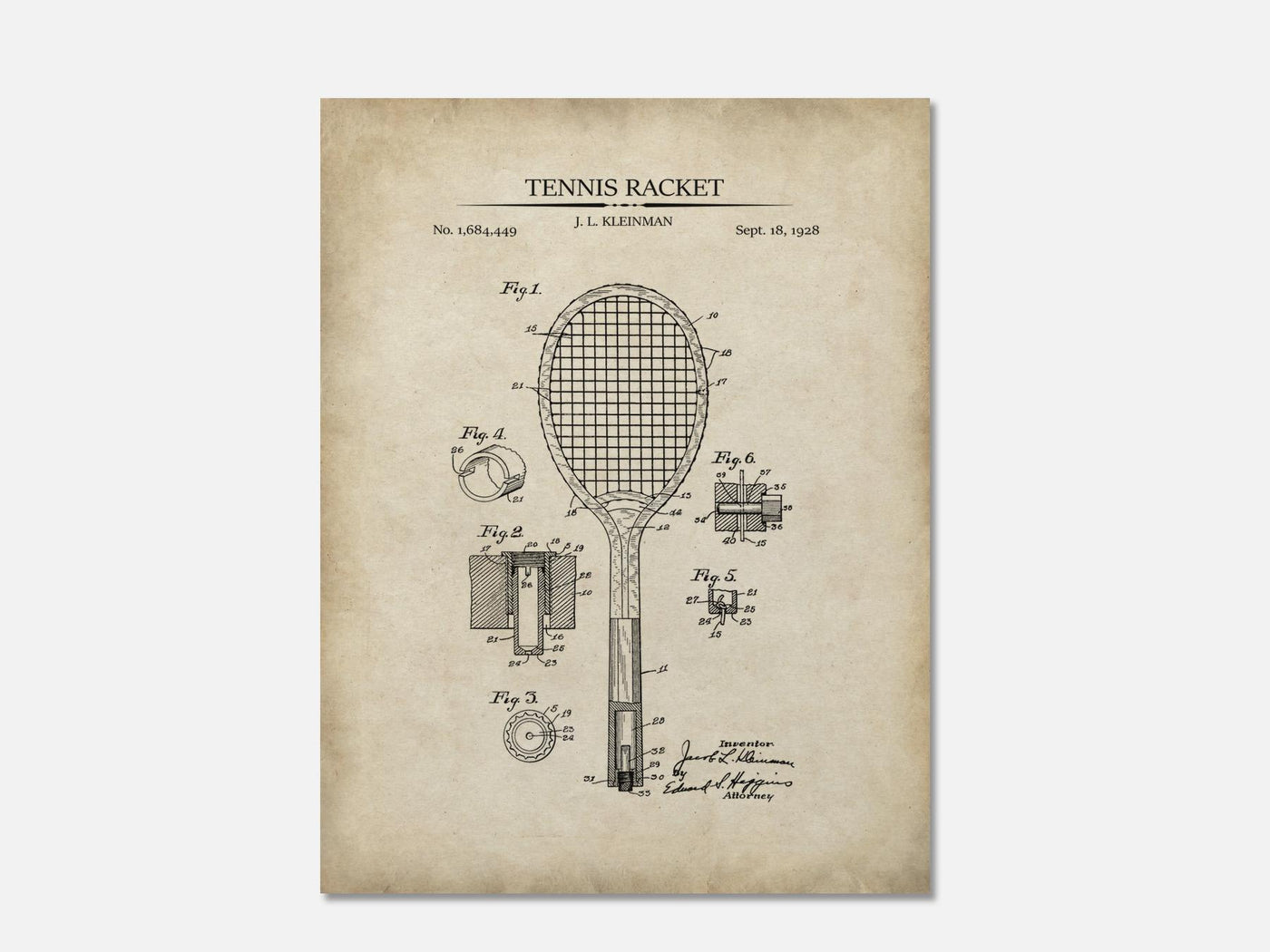 Tennis Racket Patent Print mockup - A_t10049.3-V1-PC_AP-SS_1-PS_5x7-C_par variant