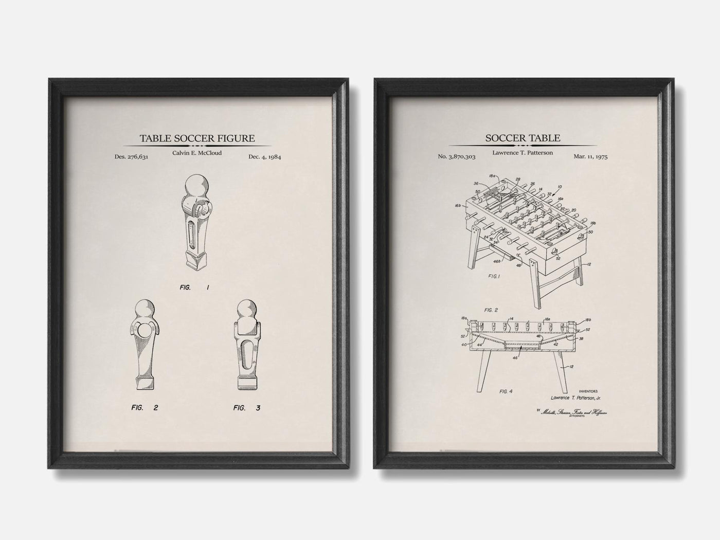 Foosball Patent Print Set of 2 mockup - A_t10098-V1-PC_F+B-SS_2-PS_11x14-C_ivo variant