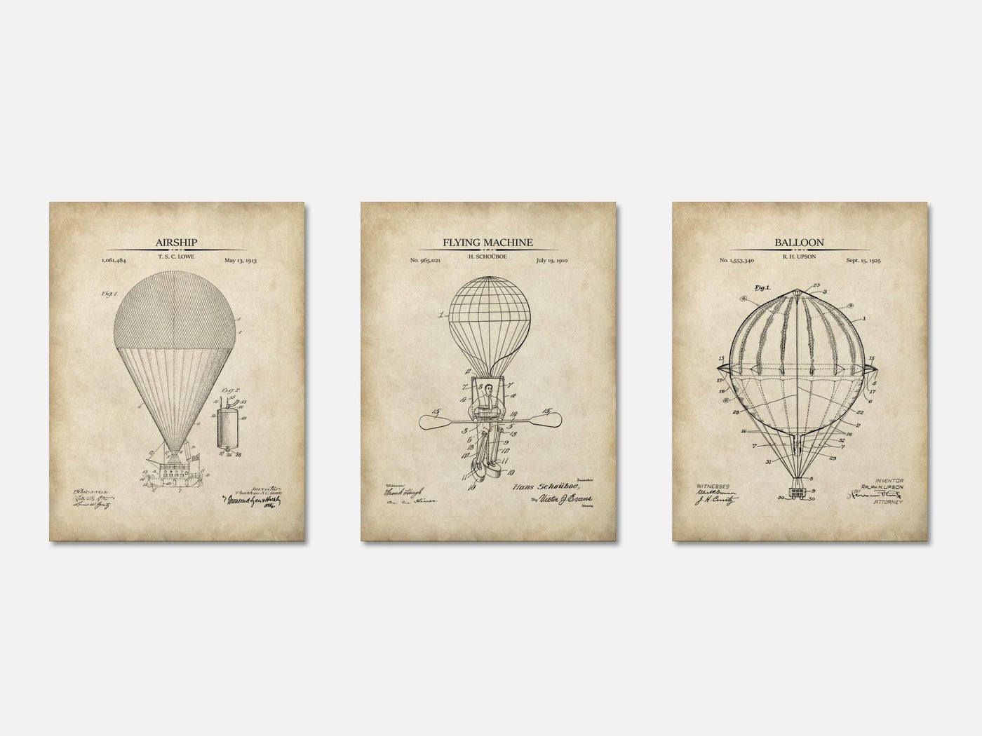 Hot Air Balloon Patent Print Set of 3 mockup - A_t10030-V1-PC_AP-SS_3-PS_11x14-C_par