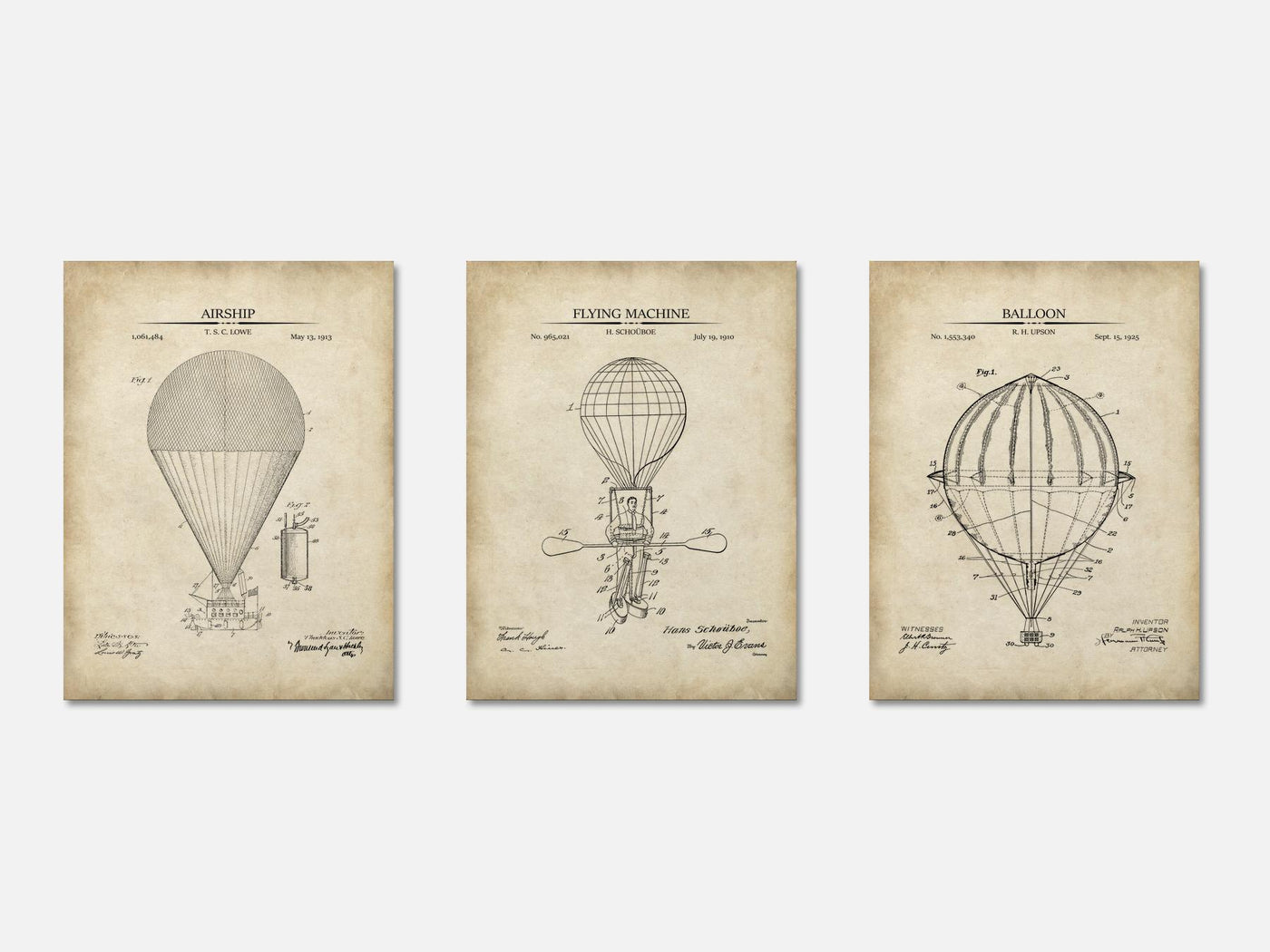 Hot Air Balloon Patent Print Set of 3 mockup - A_t10030-V1-PC_AP-SS_3-PS_11x14-C_par variant