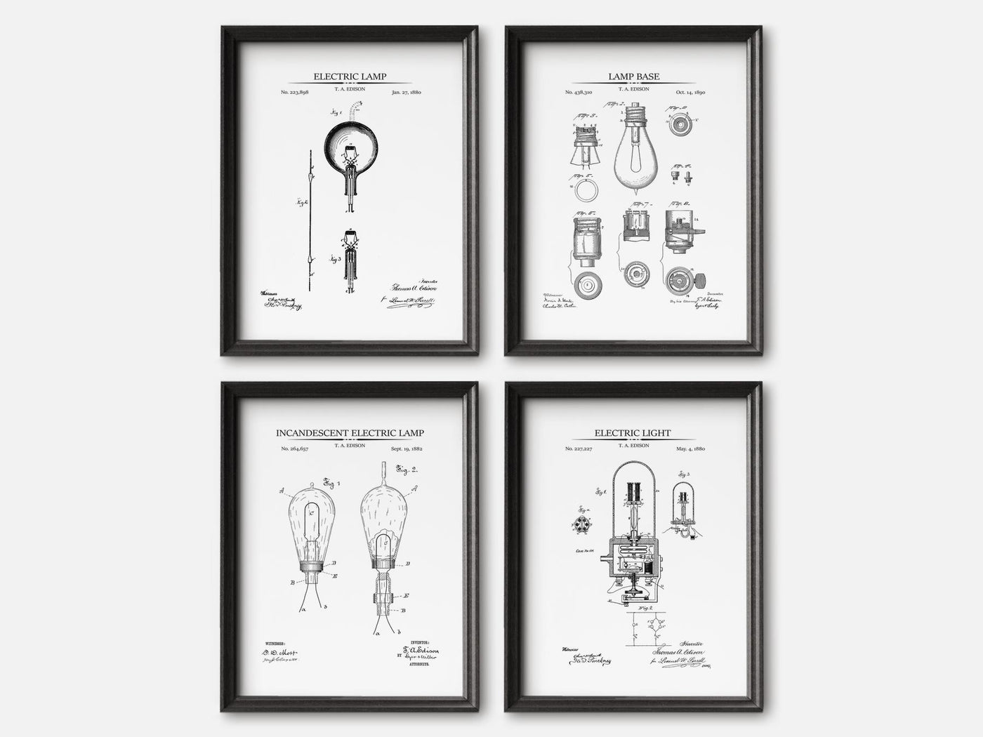 Thomas Edison Patent Print Set of 4 mockup - A_t10024-V1-PC_F+B-SS_4-PS_5x7-C_whi variant