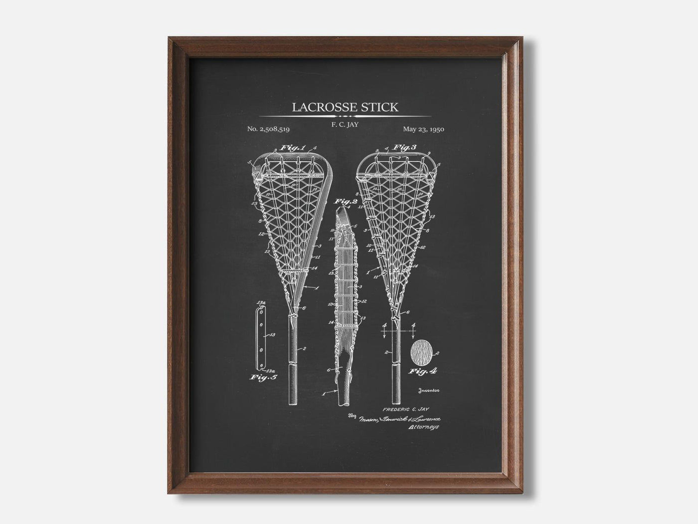 Lacrosse Stick 1 Walnut - Chalkboard mockup