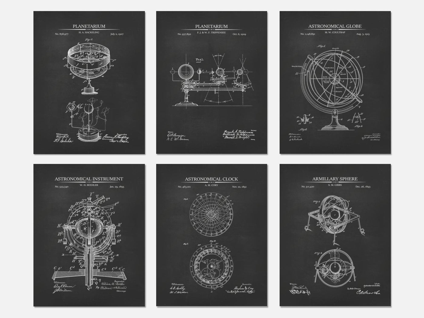 Astronomy Patent Print Set of 6 mockup - A_t10128-V1-PC_AP-SS_6-PS_5x7-C_cha variant