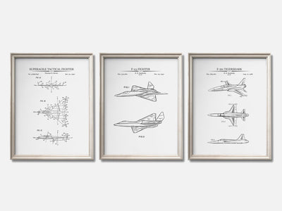 Fighter Jet Patent Print Set of 3 mockup - A_t10097-V1-PC_F+O-SS_3-PS_11x14-C_whi variant