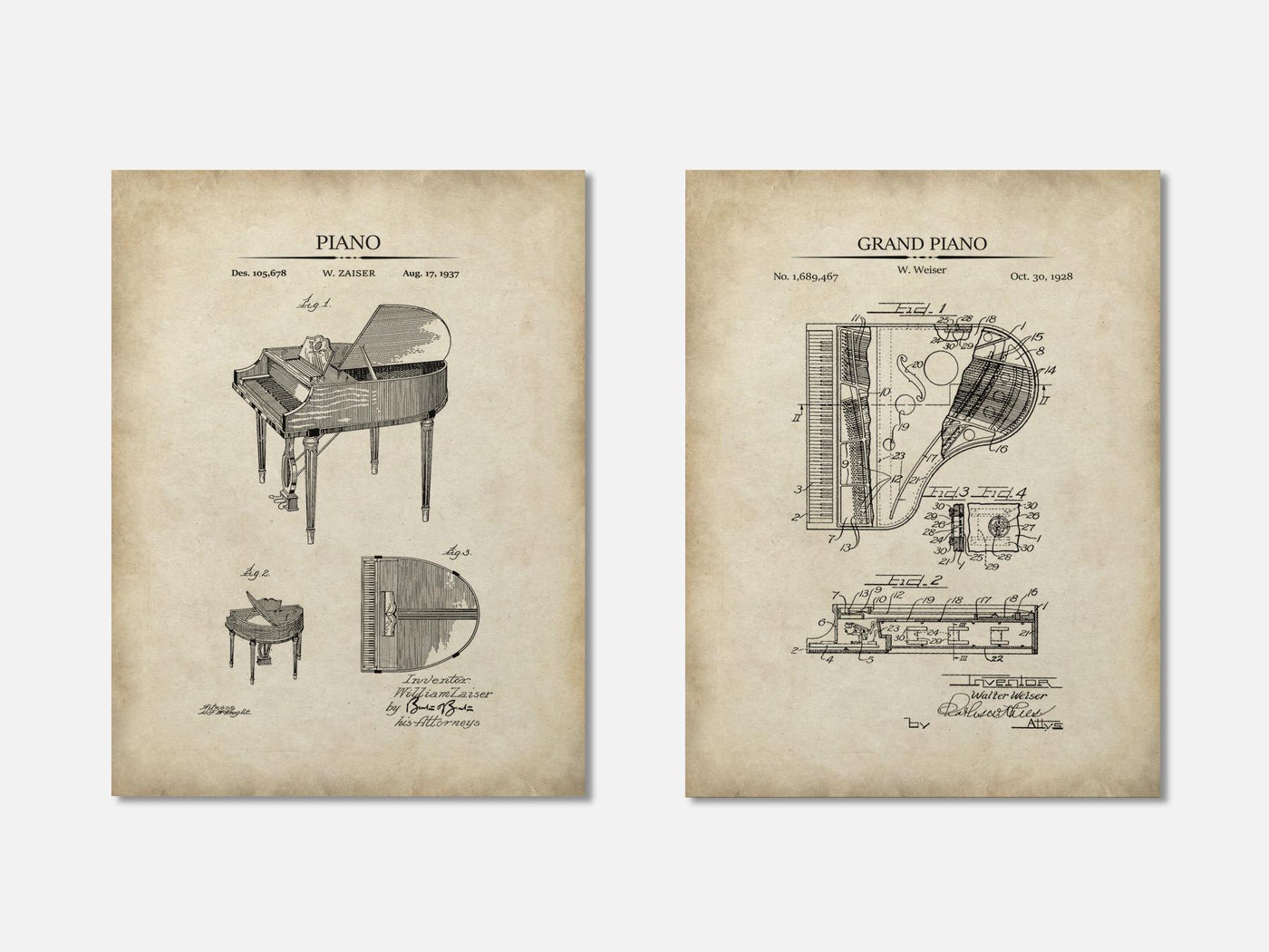 Piano Patent Print Set of 2 mockup - A_t10117-V1-PC_AP-SS_2-PS_11x14-C_par variant