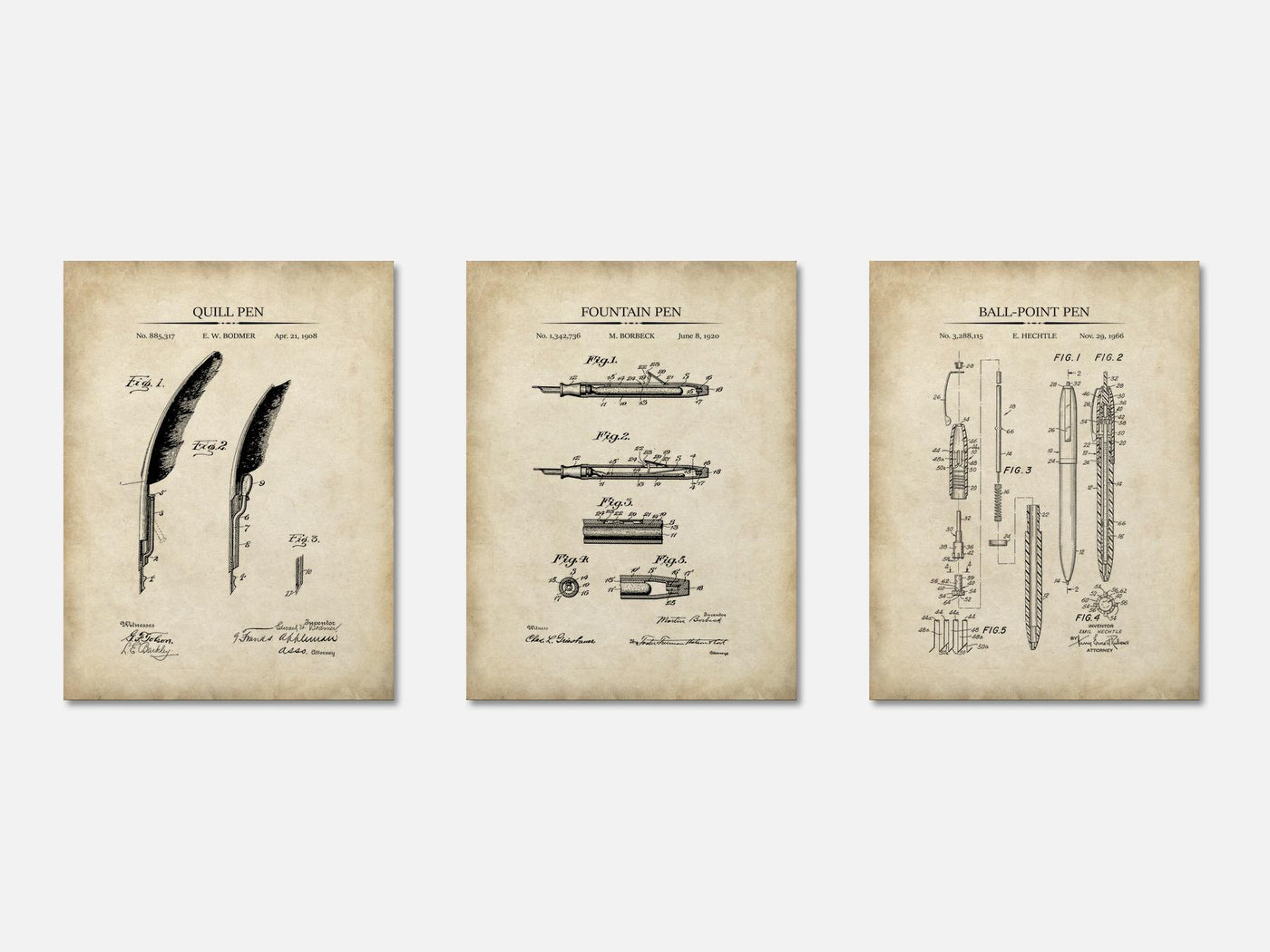 Evolution of Pens Patent Set of 3 mockup - A_t10056-V1-PC_AP-SS_3-PS_11x14-C_par