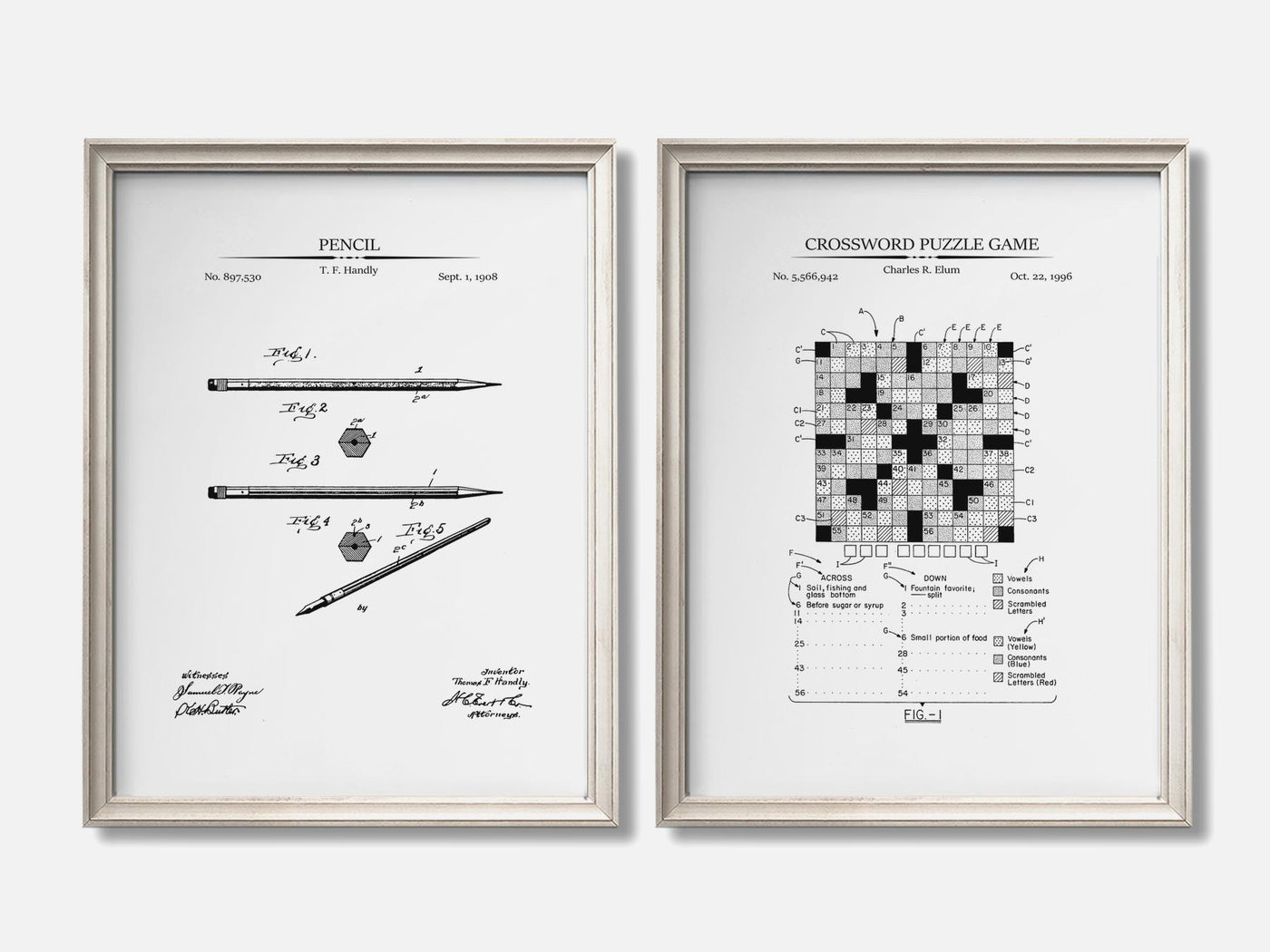 Crosswords Patent Prints - Set of 2 mockup - A_t10160-V1-PC_F+O-SS_2-PS_11x14-C_whi variant