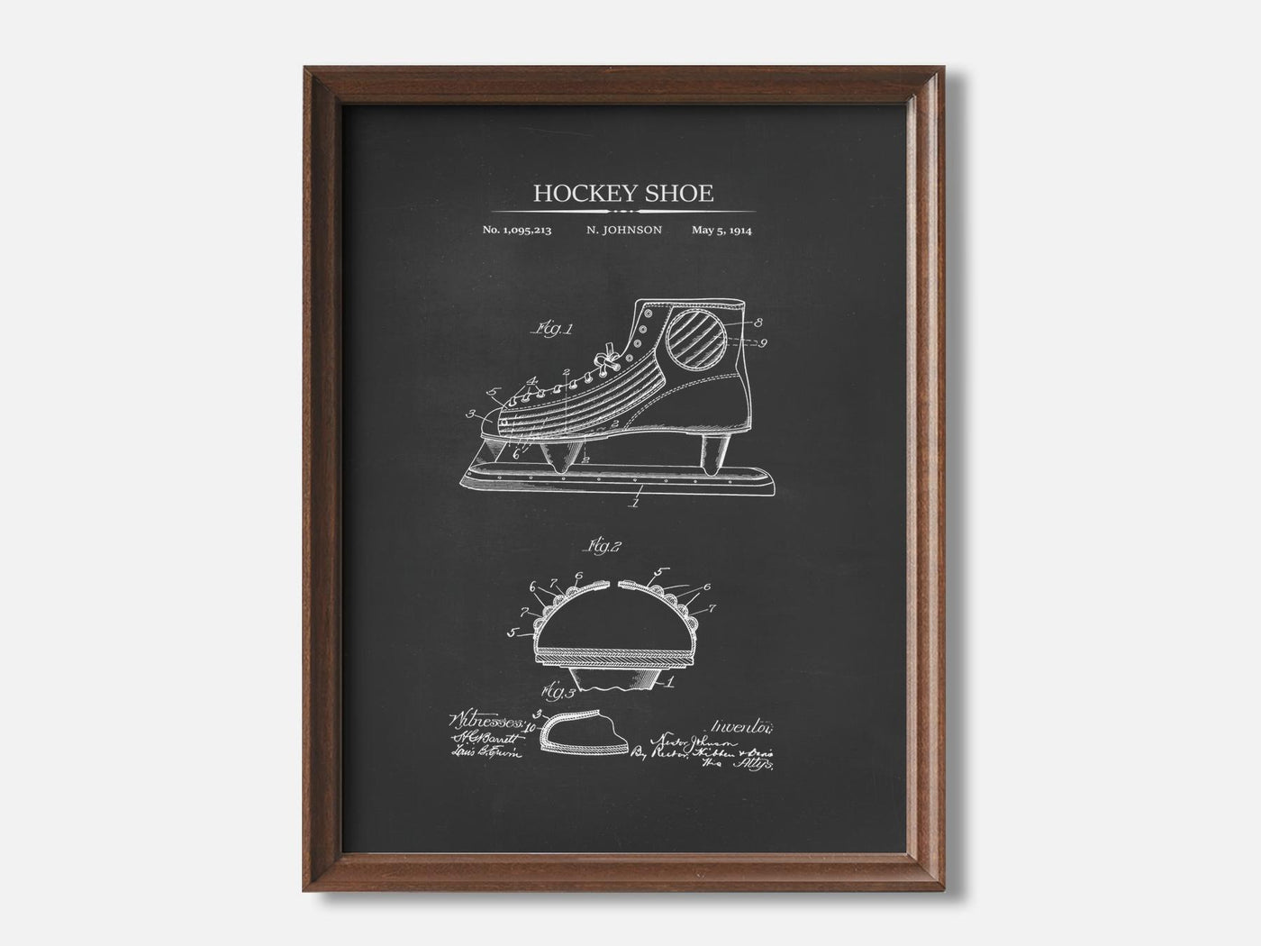 Hockey Shoe 1 Walnut - Chalkboard mockup