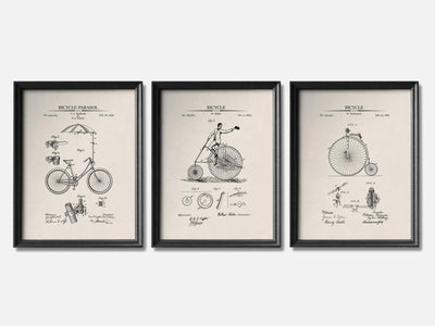 Vintage Bicycle Patent Print Set of 3 mockup - A_t10125-V1-PC_F+B-SS_3-PS_11x14-C_ivo variant