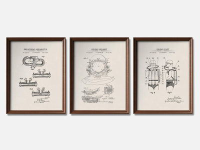 Scuba Diving Patent Print Set of 3 mockup - A_t10042-V1-PC_F+WA-SS_3-PS_11x14-C_ivo variant
