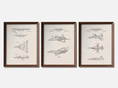 Fighter Jet Patent Print Set of 3 mockup - A_t10097-V1-PC_F+WA-SS_3-PS_11x14-C_ivo variant