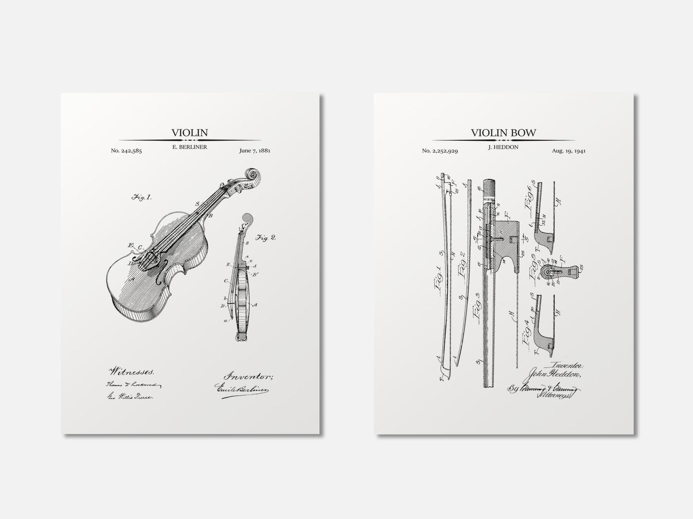 Violin Patent Print Set of 2 mockup - A_t10079-V1-PC_AP-SS_2-PS_11x14-C_whi variant