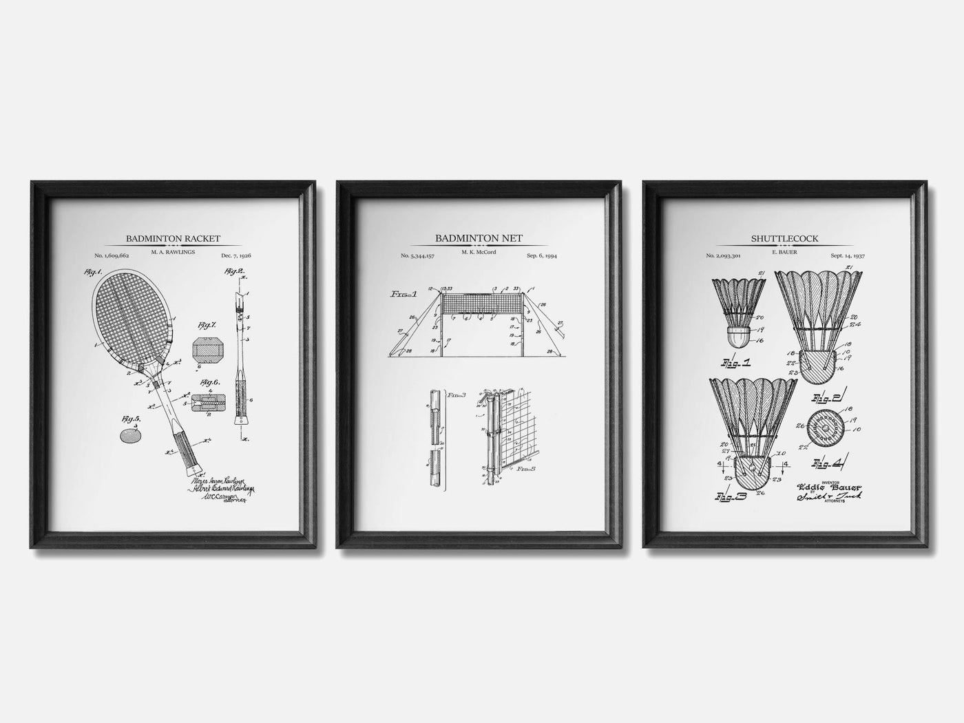 Badminton Patent Print Set of 3 mockup - A_t10093-V1-PC_F+B-SS_3-PS_11x14-C_whi