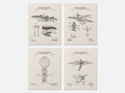 Steampunk Flying Machines Patent Print Set of 4 mockup - A_t10027-V1-PC_AP-SS_4-PS_5x7-C_ivo variant