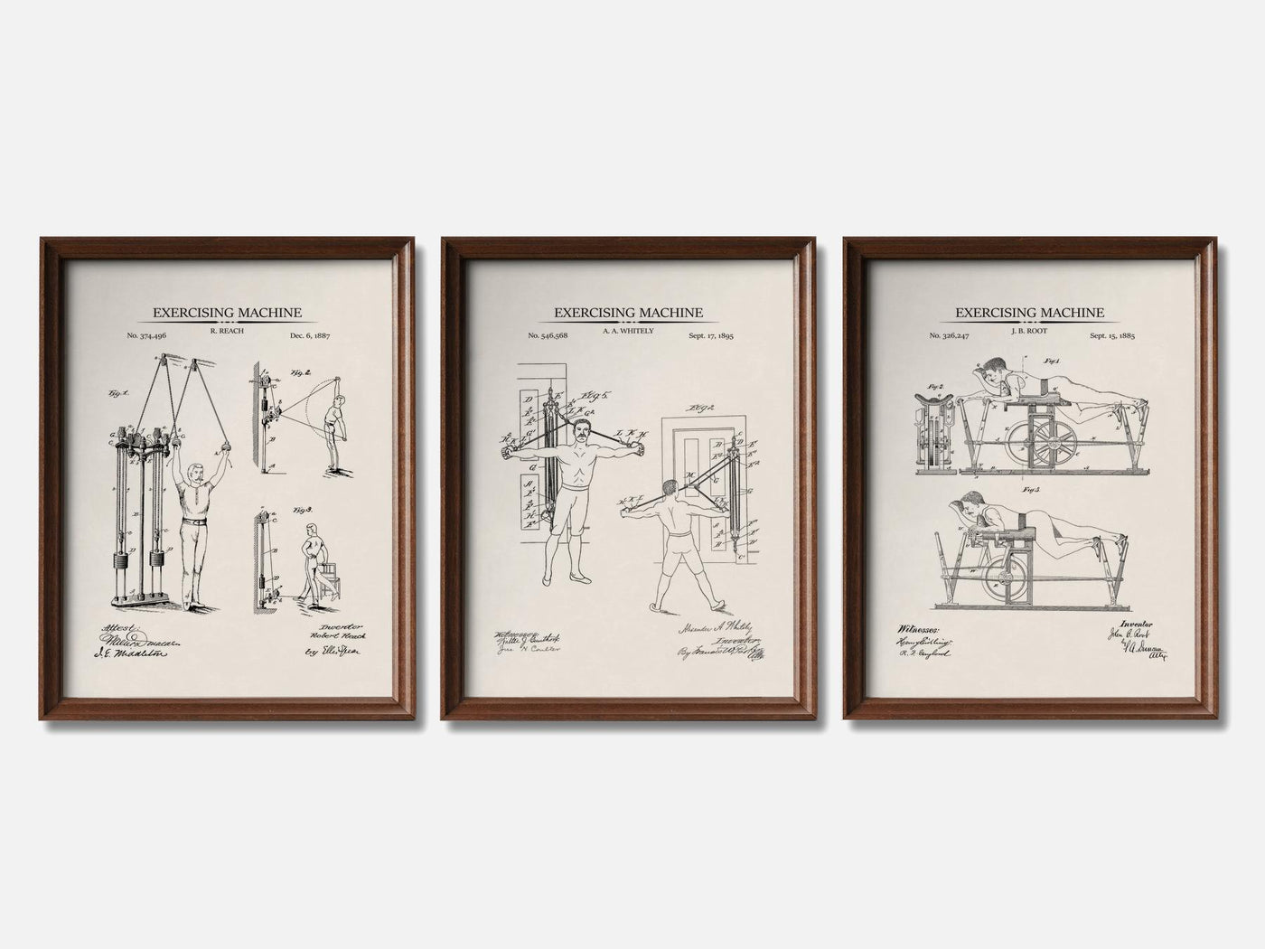 Vintage Workout Patent Print Set of 3 mockup - A_t10055-V1-PC_F+WA-SS_3-PS_11x14-C_ivo variant