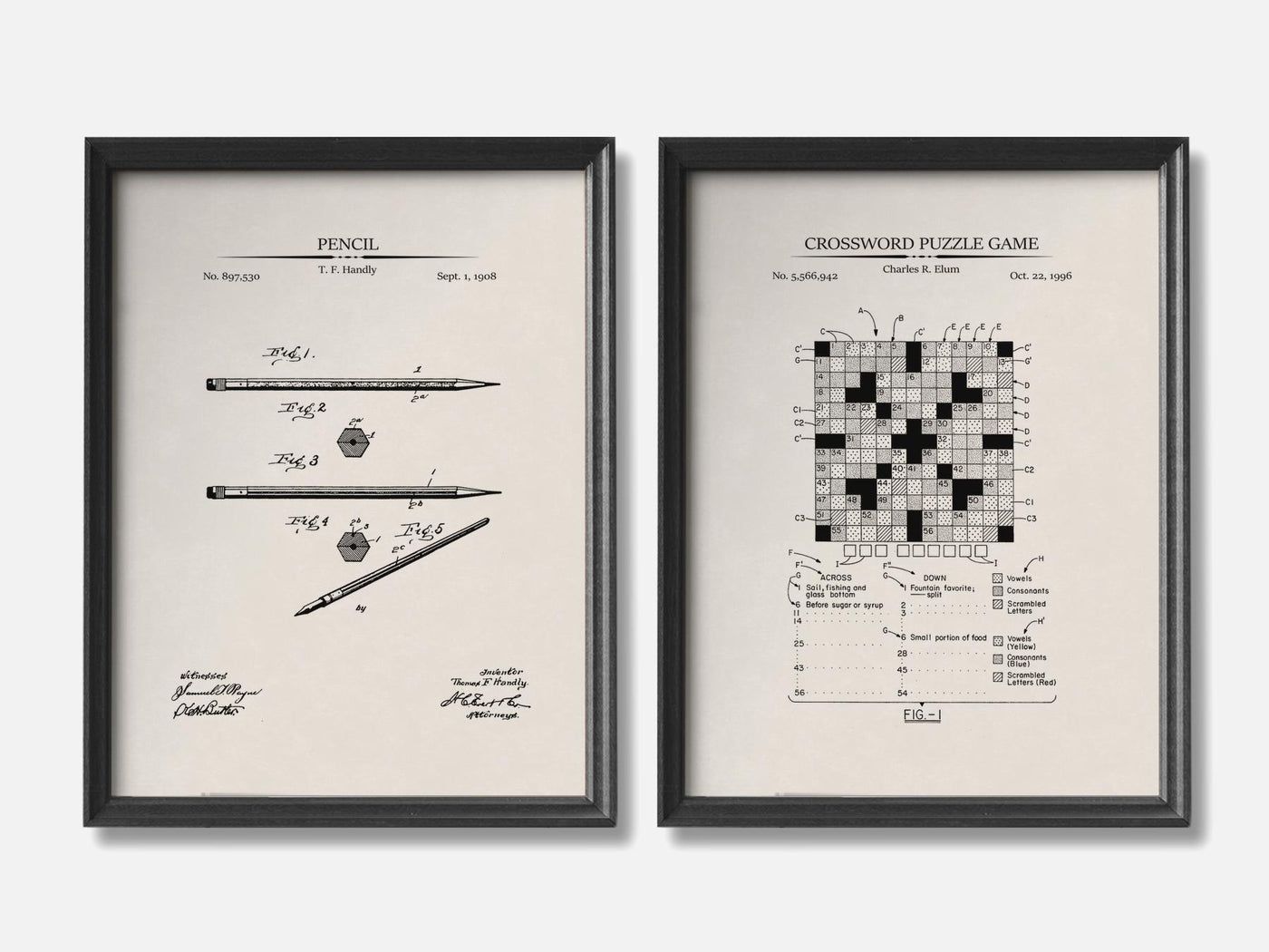 Crosswords Patent Prints - Set of 2 mockup - A_t10160-V1-PC_F+B-SS_2-PS_11x14-C_ivo variant