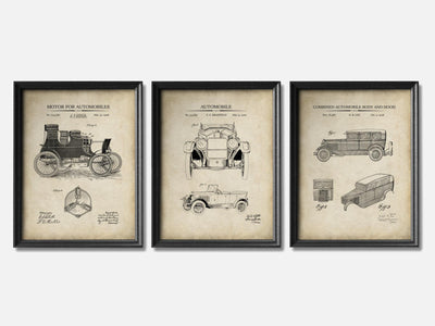 Early 20th Century Cars - Patent Print Set of 3 mockup - A_t10133-V1-PC_F+B-SS_3-PS_11x14-C_par