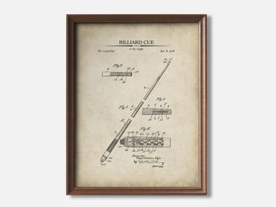 Billiards Patent Print Set of 3 1 Walnut - Parchment mockup