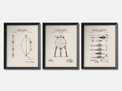 Archery Patent Print Set of 3 mockup - A_t10008-V1-PC_F+B-SS_3-PS_11x14-C_ivo variant
