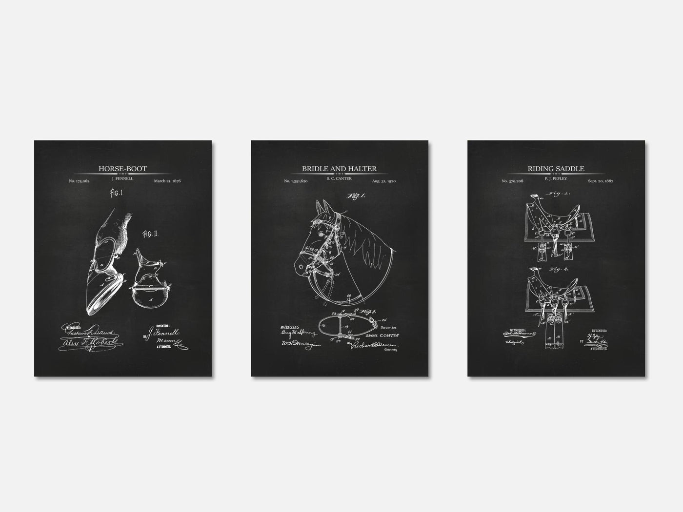 Horse Riding Patent Print Set of 3 mockup - A_t10074-V1-PC_AP-SS_3-PS_11x14-C_cha variant