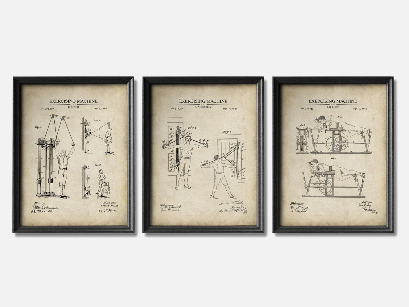 Vintage Workout Patent Print Set of 3 mockup - A_t10055-V1-PC_F+B-SS_3-PS_11x14-C_par variant