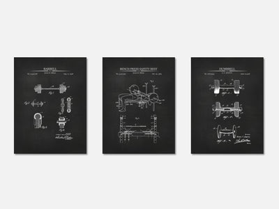 Weightlifting Patent Print Set of 3 mockup - A_t10110-V1-PC_AP-SS_3-PS_11x14-C_cha variant