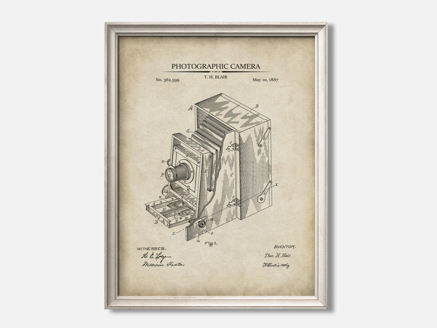 Antique Camera Patent Print mockup - A_t10016.1-V1-PC_F+O-SS_1-PS_5x7-C_par variant