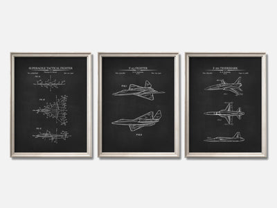 Fighter Jet Patent Print Set of 3 mockup - A_t10097-V1-PC_F+O-SS_3-PS_11x14-C_cha variant