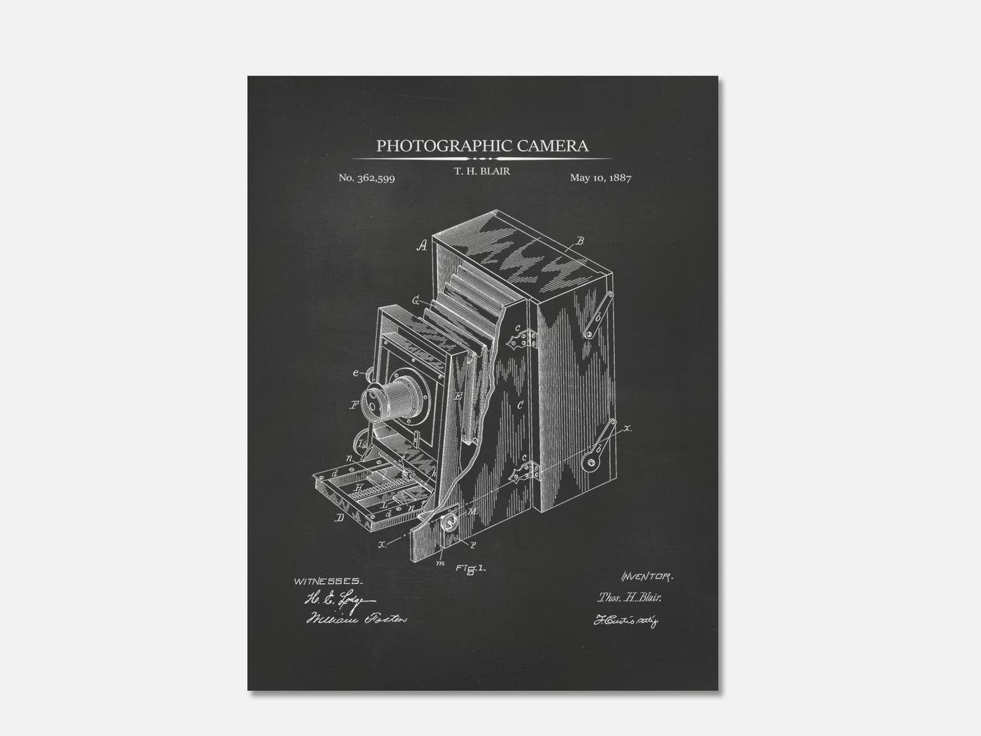 Antique Camera Patent Print mockup - A_t10016.1-V1-PC_AP-SS_1-PS_5x7-C_cha variant