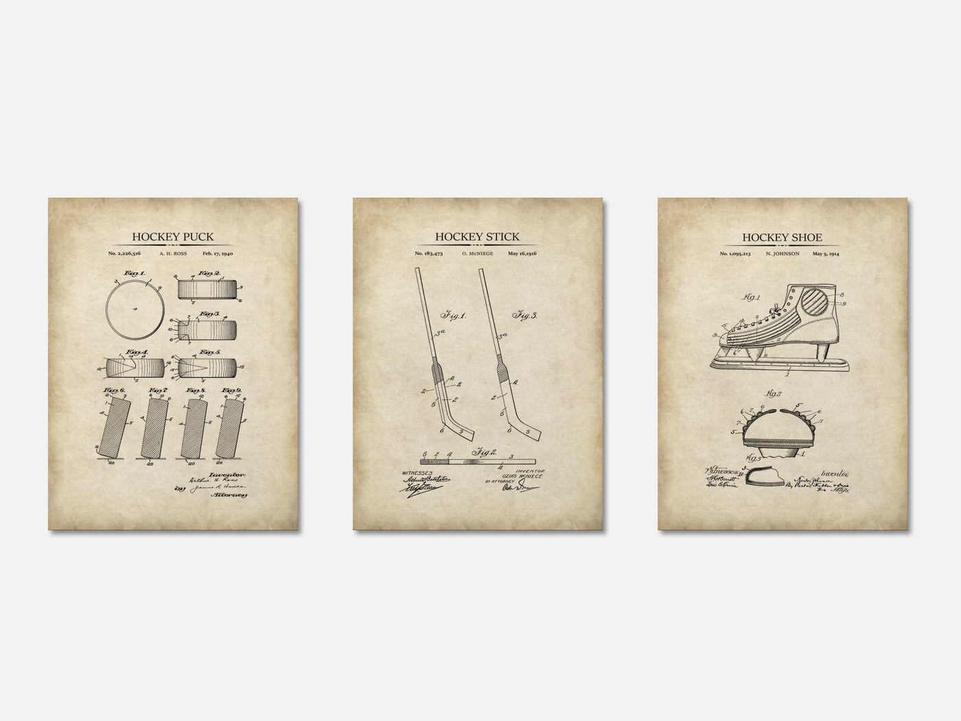 Ice Hockey Patent Print Set of 3 mockup - A_t10029-V1-PC_AP-SS_3-PS_11x14-C_par