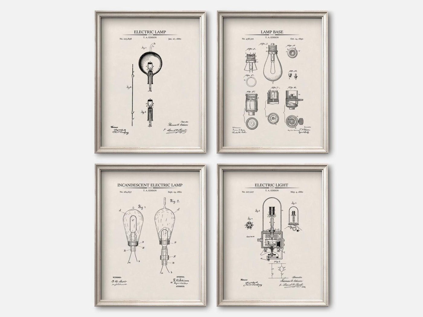 Thomas Edison Patent Print Set of 4 mockup - A_t10024-V1-PC_F+O-SS_4-PS_5x7-C_ivo variant