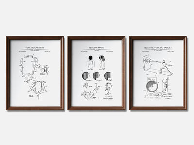 Fencing Patent Print Set of 3 mockup - A_t10080-V1-PC_F+WA-SS_3-PS_11x14-C_whi variant