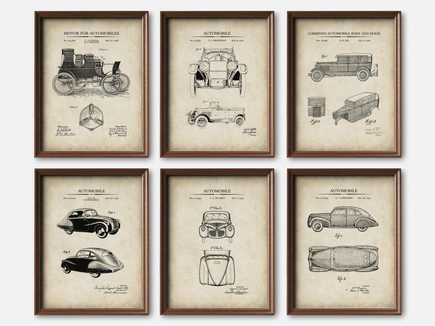 Vintage Car Patent Print Set of 6 mockup - A_t10018-V1-PC_F+WA-SS_6-PS_5x7-C_par variant
