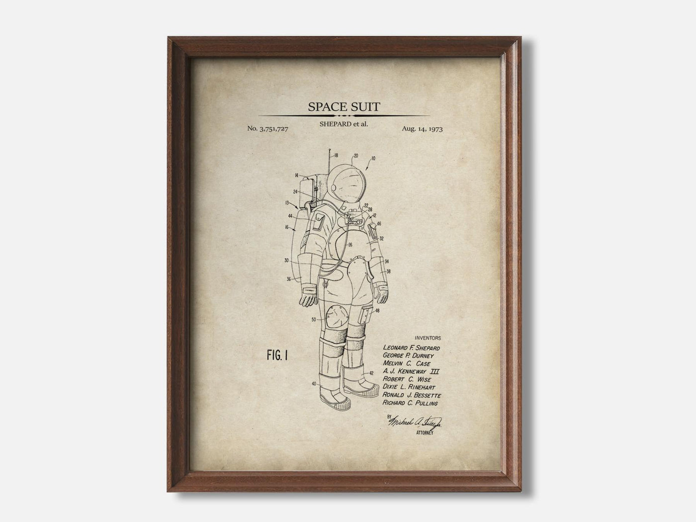 Space Suit 1 Walnut - Parchment mockup