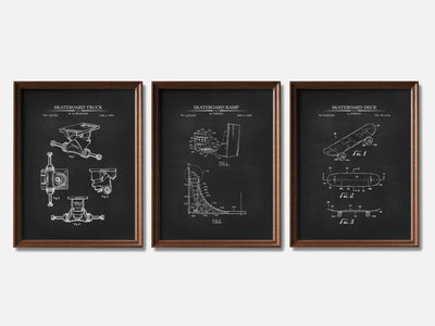 Skateboard Patent Print Set of 3 mockup - A_t10044-V1-PC_F+WA-SS_3-PS_11x14-C_cha variant