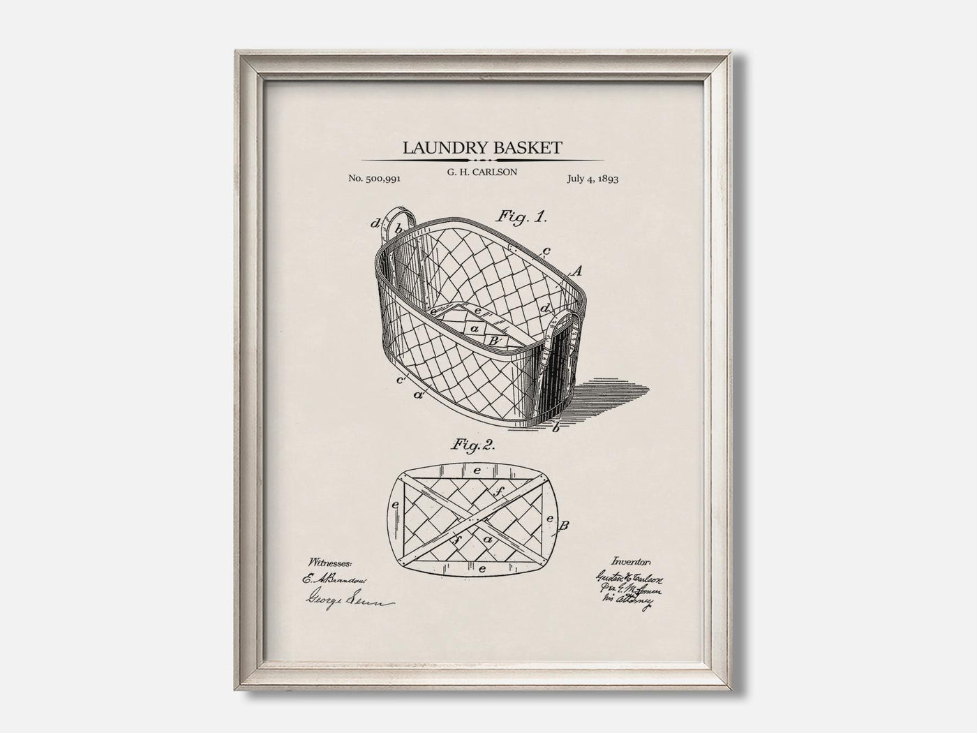 Laundry Patent Print Set of 4 1 Oat - Ivory mockup