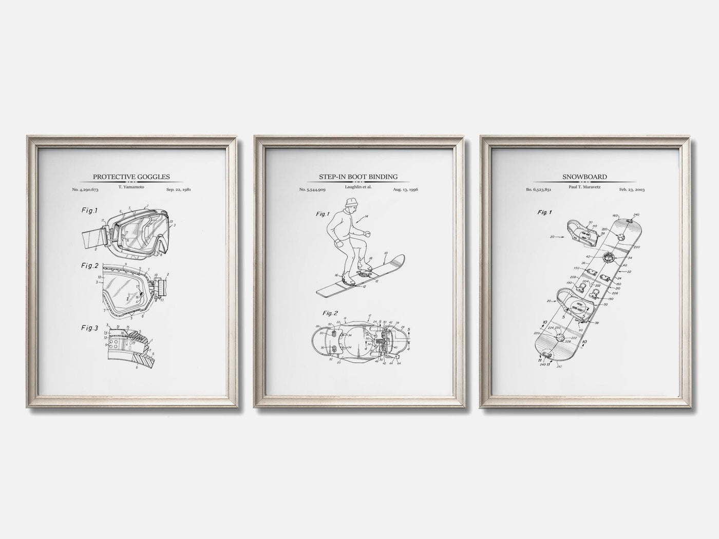 Snowboard Patent Print Set of 3 mockup - A_t10082-V1-PC_F+O-SS_3-PS_11x14-C_whi variant