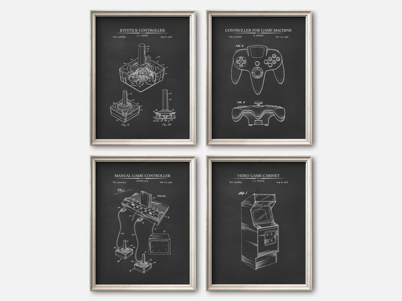 Retro Gaming Patent Print Set of 4 mockup - A_t10041-V1-PC_F+O-SS_4-PS_5x7-C_cha variant