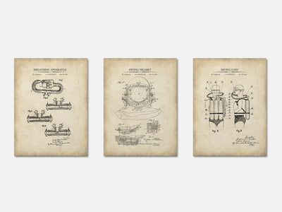 Scuba Diving Patent Print Set of 3 mockup - A_t10042-V1-PC_AP-SS_3-PS_11x14-C_par